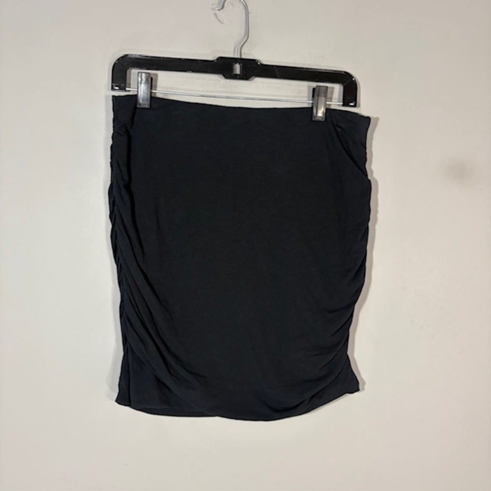 James Perse Skirt Womens 4 Black Jersey Ruched Mini Pencil Pull On Stretch